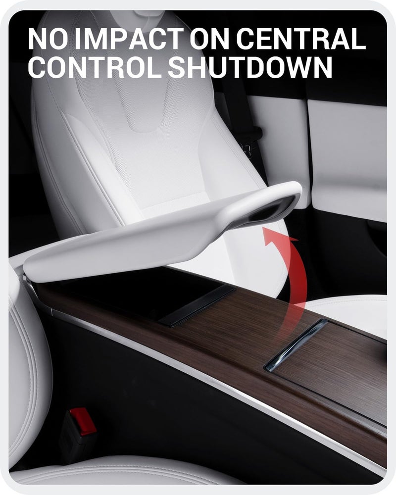 Basenor Upgraded Tesla Model S Model X Center Console Cover Non-Slip TPE Armrest Cover [No Logo] Protector Armrest [Proprietary Design] 2021-2026 Tesla Interior Accessories White - Image 4